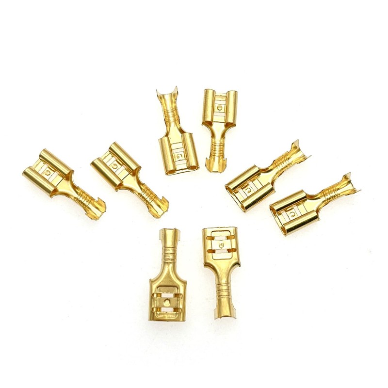 JZK 100pcs 6.3mm Female Spade Crimp Terminals Connector Quick Splice