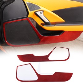 Car Door Anti Kick Mat Compatible with Chevy Corvette C7 2014-2019,Carbon Fiber Car Door Anti Collision Pad 2PCS,Interior Door Panel Protector Trim Accessories (All Inclusive-Red Carbon)