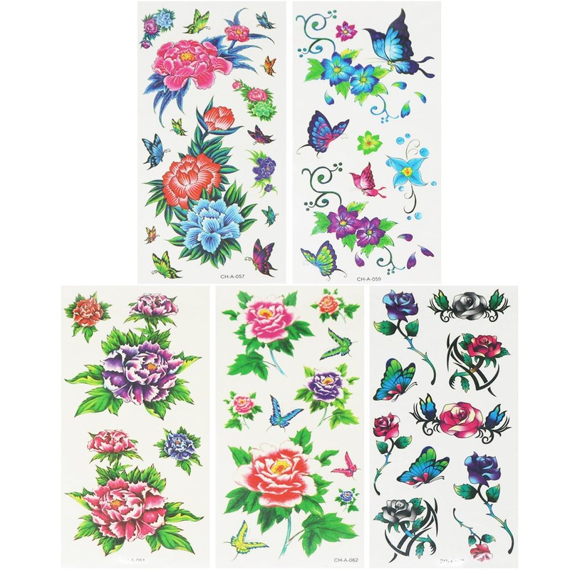 com-four® 25 x Tattoo Sheets with Peel Off Tattoos for