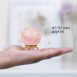 Rose Quartz Sphere, Gem Ball, Crystal Sphere, Crystal Ball with Stand, Meditation Balls, Feng Shui Supplies, Wealth Stones and Crystals, Decorative Balls for Table
