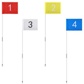 Seenelling 4 Sets Golf Flagstick and Flags Numbered 33 Inch for Practice Driving Range Backyard Family Golf Game Foldable Flagstick