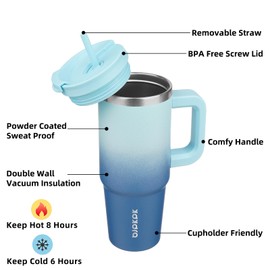 BJPKPK Tumbler With Handle 30 oz Stainless Steel Insulated Tumbler With Lid And Straw For Water Or Ice Coffee,Sky