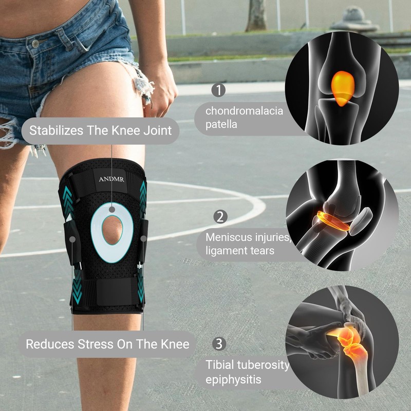 ANDMR Knee Brace with Removable Dual Side Hinged Stabilizers &