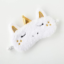 Magik Unicorn Animal Eye Mask Soft Plush Sleep Masks Home Sleeping Light-Weighted Blindfold Home Traveling Cute Kid Women Adult (Unicorn Gold&White)