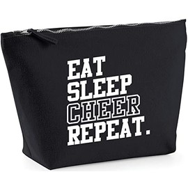 Hippowarehouse Eat Sleep Cheer Repeat Cheerleading printed make up cosmetic wash bag 18x19x9cm