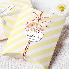 ZLKAPT Handmade with Love Stickers Floral Handmade Favor Labels -120pcs/set (Handmade)
