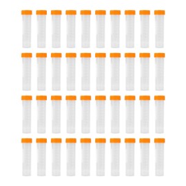 HUAZIZ Pack of 40 50 ml Orange Test Tube Plastic Centrifuge Tube for Laboratory Chemistry Experiments (Conical + Flat Bottom)