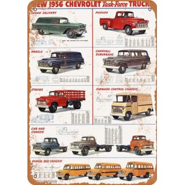 RetroRust 7 x 10 METAL SIGN - 1956 Chevy Trucks Line-Up - Vintage Rusty Look
