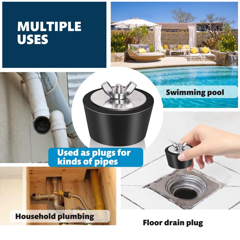 Vizava 4 Pack Rubber Pool Winter Plugs with One T-Handle