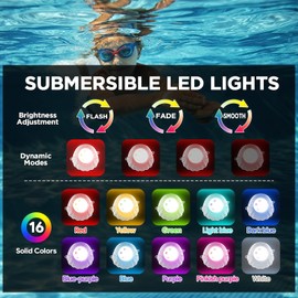 AHAWILL 50FT RGB Pool Lights for Inground & Above Ground Pools, Plug-in 8 Shell Pool LED String Lights,IP68 Waterproof, Remote/APP Control,16 Million Colors,44 Dynamic Modes for Swimming Pool Decor