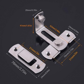 KiKiHong 90 Degree Door Lock Door Buckle Bolt Stainless Steel Right Angle Door Fitting for Door Window Furniture and Toilet Doors RY0826-1