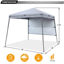 ABCCANOPY Pop Up Beach Tent with UPF50+ Sun Shade Easy Set Up Outdoor Canopy with Backpack Bag 8 x 8 ft Base / 6 x 6 ft top (Gray)