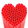 Prurex 100pcs Heart-Shaped Candy Apple Red Straws，Individually Wrapped for Boba