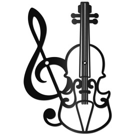 CREATCABIN Musical Guitar Metal Wall Art Black Iron Wall Decor Instrument Music Note Sculpture Wall Hanging Ornament Signs Outdoor Indoor Decor for Living Room Office Garden Balcony 11.8 x 7.9 Inch