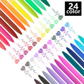 ZZWUAPT Retractable Gel Pens,Colored Gel Pens 24 Color Set Colorful Multi-color Ink 0.5mm Fine Point Comfort Grip Quick Drying for Journals Notebooks Planners Calendars Notes Drawing Crafts