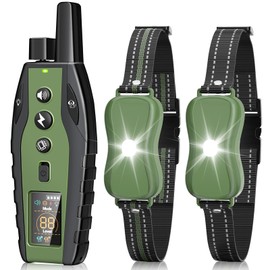 Dog Shock Collar with Remote Control 2 Dogs (20-120 lbs) - 3300FT Dog Training Collar with Light, with Beep, Vibration, Safety Shock Mode, Rechargeable Waterproof for Small, Medium and Large Dogs