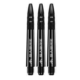 Mission Darts Sabre Shafts | Durable Black Polycarbonate Stems with Coloured Aluminium Top | 1 Set of 3 Shafts | Black | Tweenie (S1510)