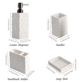 Hymmah Bathroom Accessories Set,Toothbrush Holder,Farmhouse Bathroom Decor,4 Pcs Resin Gift Set Apartment Necessities, Contain Toothbrush Cup,Soap Dispenser,Soap Dish,Tumbler