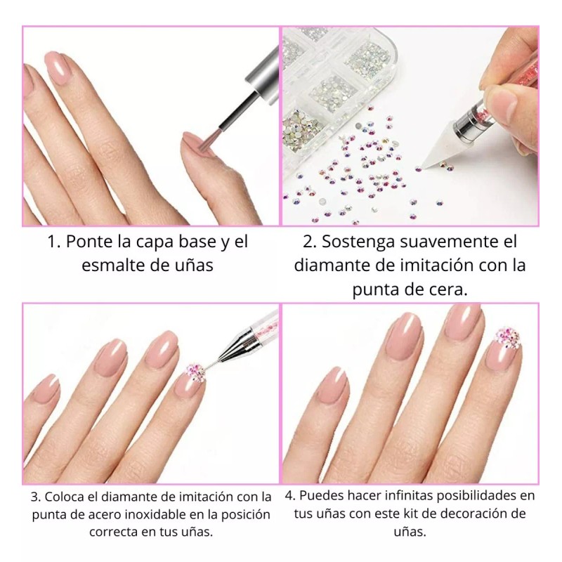 Universo en Linea Kit Decoración De Uñas Piedras Pinzas Y