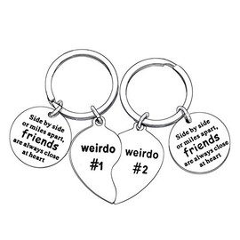 Waeceip 2PCs Weirdo 1 And Weirdo 2 keyring Friendship Gifts Best Friends Gifts For 2 Keychain Set Gifts For Friends Long Distance Gifts Jewellery (2PCs Weirdo #1#2 Style1)