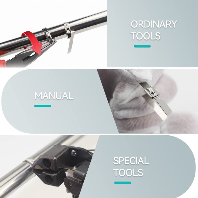 JOUGU Metal Zip Ties 11.8 inch 100pcs 304 Stainless Steel