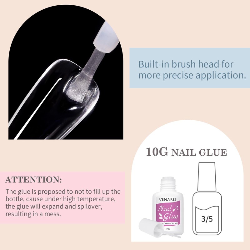 Nail Tips for Gel Nails, Venares 500 Pieces Acrylic Artificial