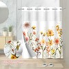 SSCRCUSLY No Hook Floral Shower Curtain with Snap in Liner