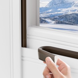 Weather Stripping Door Seal, 118 inch Wedge Seal Strip for Windows, PU Foam Tape Seals, Soundproofing, Insulation Strip for Winter, Door Gap Filler for Door Frame- Brown