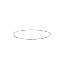 Savlano 925 Sterling Silver Oval Rice Bead Strand Chain Anklet For Women - Made in Italy Comes With a Gift Box (9, 1.8mm)