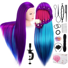 Mannequin Head with Hair, TopDirect 26" Training Head Hair Mannequin Manikin Head Cosmetology Doll Head Practice Styling Hairdressing Training Braiding Heads with Clamp Holder and Tool Set