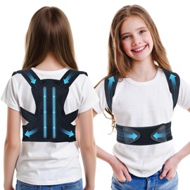 Posture Corrector for Kids Adjustable Back Straighter with Shoulder Pads Upper Back Posture Brace for Teenagers to Provide Spinal Support Improve Posture and Prevent Slouching (Small, waist size 15.7-23.6in)