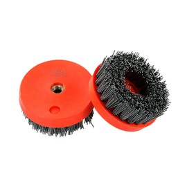11cm Antiquing Stone Wire Wheel Brush Thread M14 Silicone Carbide and Stainless Steel Wire Accessory Round for Granite Marble, Grit 180