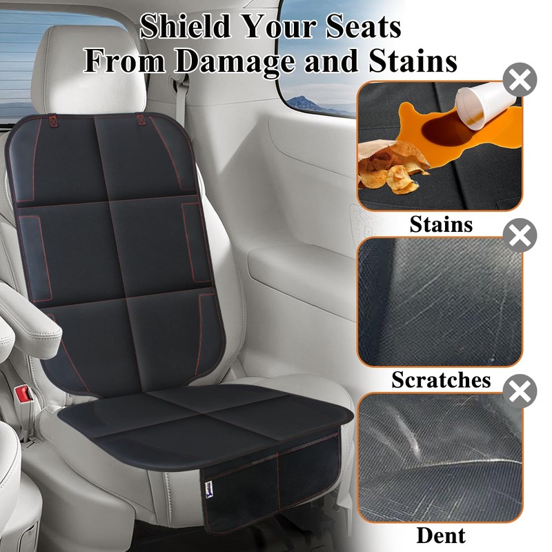 Gowhalle Car Seat Protector, Non-Slip Rubber Padded Backing Seat Protector