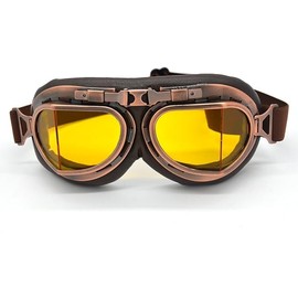[KALOKAK] Steampunk Punk Goggles Goggles Vintage Retro Motorcycle Cycling Sports Glasses Helmet Pilot Survival Pollen Glasses Protective Glasses (Yellow)
