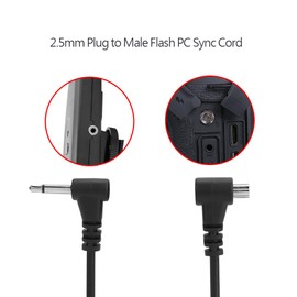 2.5mm to Male Flash PC Sync Cable 12 Inch/30CM 3.5mm Plug to Male Flash Sync Cord