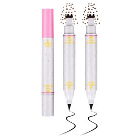 Erinde 2pc Natural Freckle Eyeliner Pen, 2 in 1 Liquid Freckle Stamp & Smudge-Proof Liquid Eyeliner, Long Lasting Waterproof Freckles Tattoo Marker, High Pigment Eye liners 2#+3#