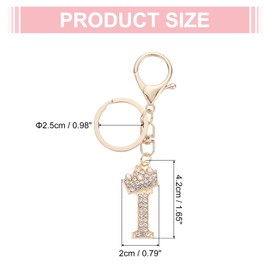 sourcing map Initial Letter Keychains, Pendant Key Chain Keyring Holder Car Bags Charm Accessory, Purse Handbag Backpack Bling Rhinestones for Women, Gold-I
