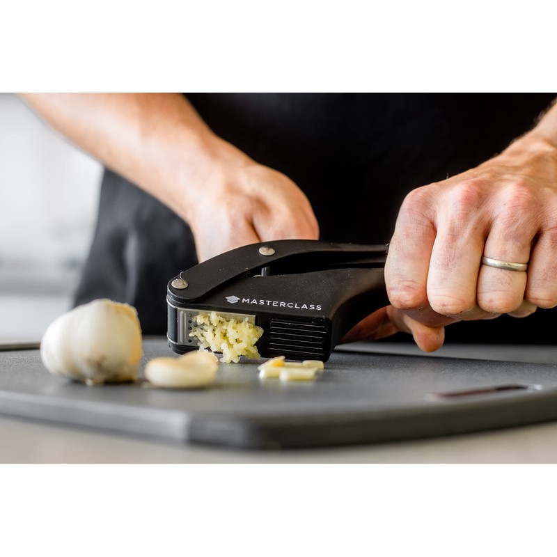 MasterClass Garlic Press and Slicer, Black