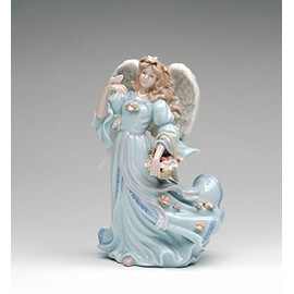 Cosmos Gifts Fine Porcelain Inspirational Angel with Flowers Basket and Butterfly Musical Figurine (Music Tune: Wind Beneath My Wings), 8 1/8" H