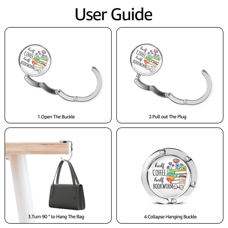 Mhfpl Half Coffee Half Bookworm Purse Hook, Funny Purse Holder