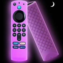 GMXT Firestick Remote Cover Glow in The Dark - TV Stick 4k Remote Cover 3rd Gen, Firestick Remote Case Anti Slip Silicone Sleeve (Purple 1pcs)
