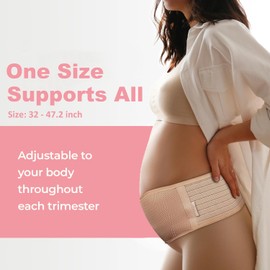 BUKYCAT Abdominal Band Pregnancy Supportive Pregnancy Belt, Car Pregnancy Belt, Supports Waist, Abdominal Belt, Lightweight and Breathable - Support Band for Pregnant Women (Black)