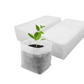 Spotact 300 Pcs Plants Nursery Bags Non-Woven Biodegradable Seedling Grow Bags for Vegetables Flowers Fruits Trees Planting Transplant for Home Garden Pots (300, 20 * 20cm)