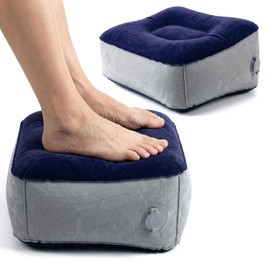 Inflatable Foot Rest Pillow, Portable Travel Foot Elevator for Airplane, Lightweight Foot Stool for Economy Class, Grey, Upgrade Version