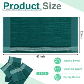 Mixweer 2 Pcs Caddy Golf Towel 22" x 42" Large Caddy Towel Camping Sport Towels Cotton Soft Towels for Man Golf Lovers (Green with White Stripe)