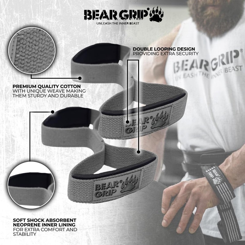 BEAR GRIP - Premium Figure 8 weight lifting straps (sold