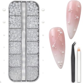 Nail Parts [13 Types] Decorative Parts, Ribbon, Nail Stone, Nail Stones, Stars, Hearts, Pearls, Cherry Blossoms, 12 Compartments Case (#B01, Tools Included)