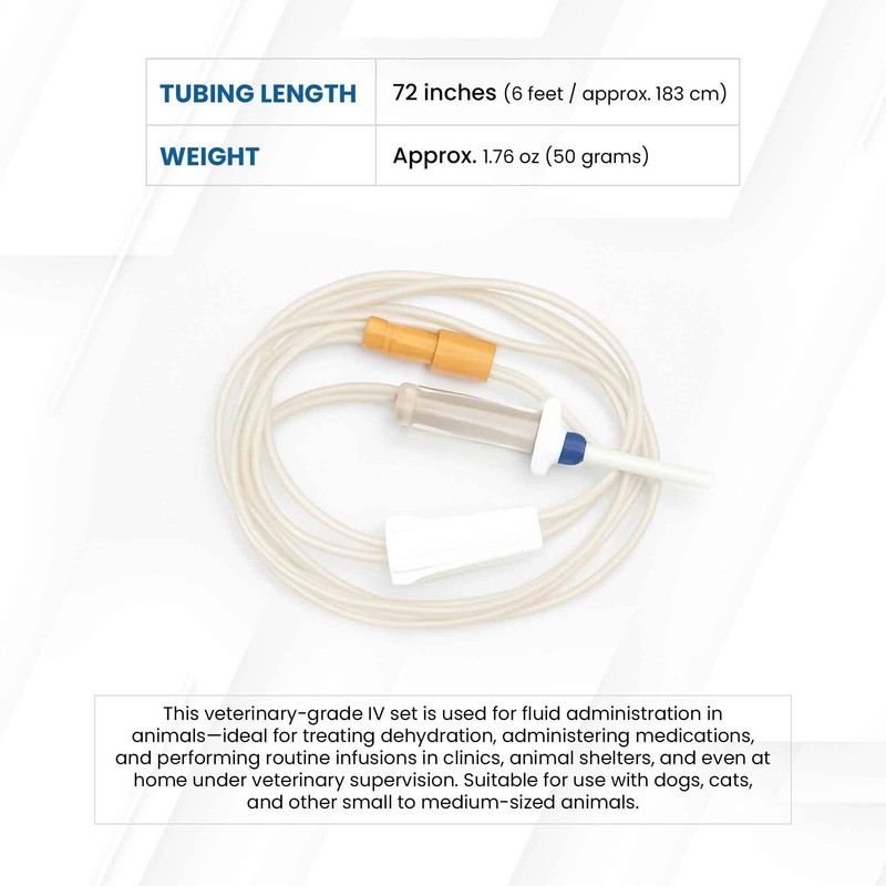 JorVet Universal IV Set | Veterinary-Grade Infusion Set with 72"