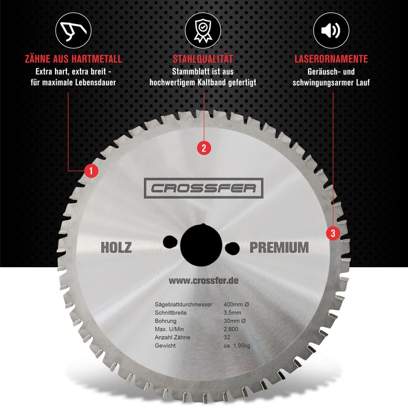 Crossfer® Circular Saw Blade for Wood, Premium Quality Carbide Circular