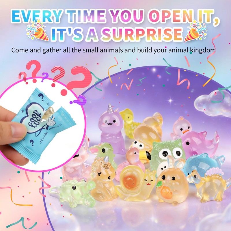 pupuluck 80pcs Mini Resin Animals Blind Bags 80 Styles Mystery